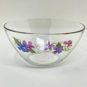 Vintage Set of 7 Avon Wild Violets Collection J Walsh Clear Crystal Glass Bowls